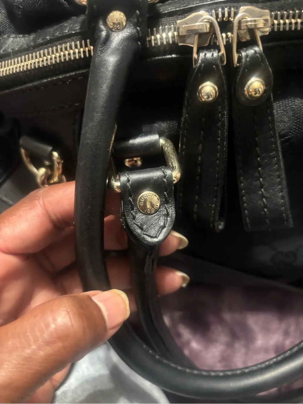Gucci Sukey Black Monogram Satchel with Dual Handles
